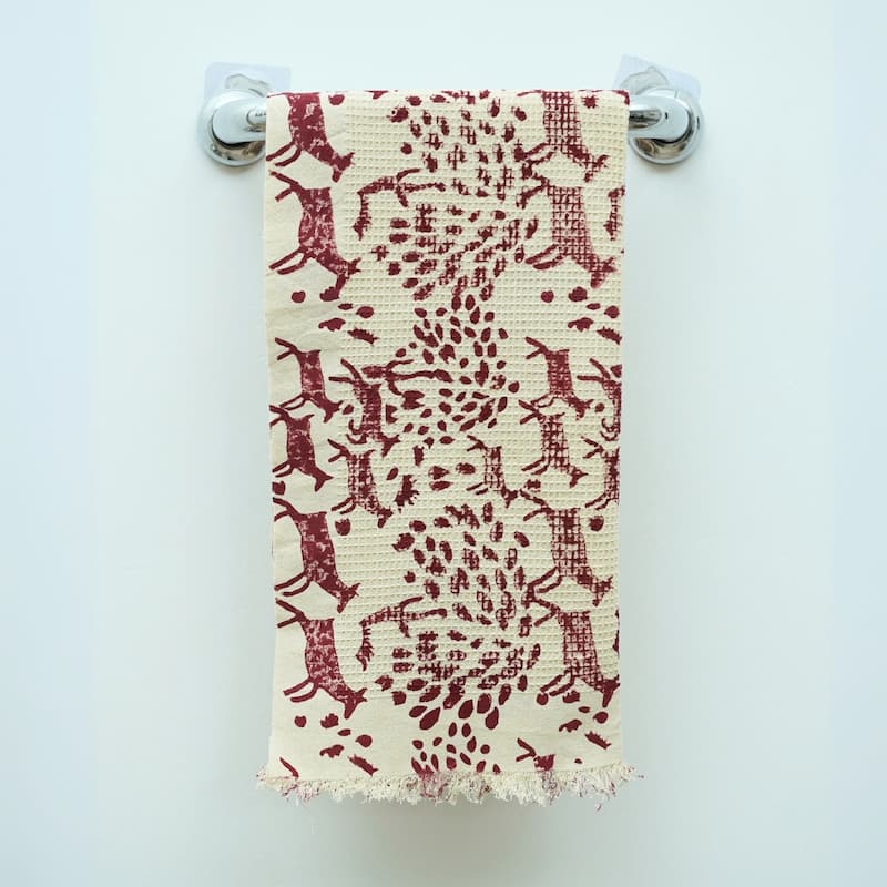 Fabdivine Handmade Floral Block Print Kitchen or Bath Room Hand Towels Home or Office Accent