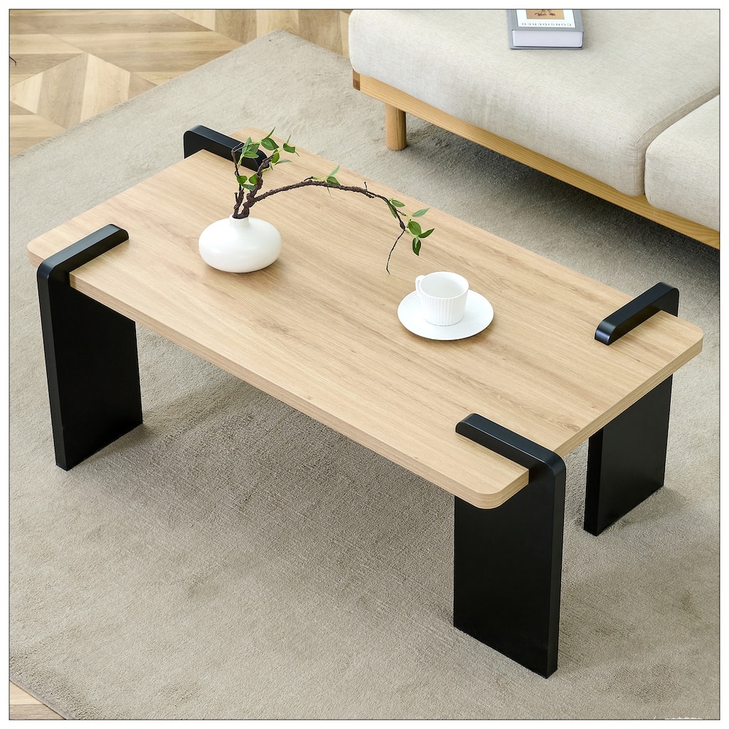 Natural wood -colored MDF coffee table for modern minimalist living rooms