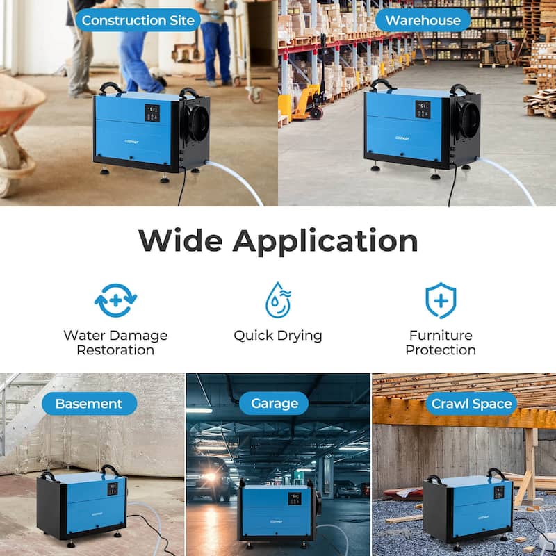 Costway 124 Pint Crawl Space Dehumidifier Commercial Dehumidifier with - See Details