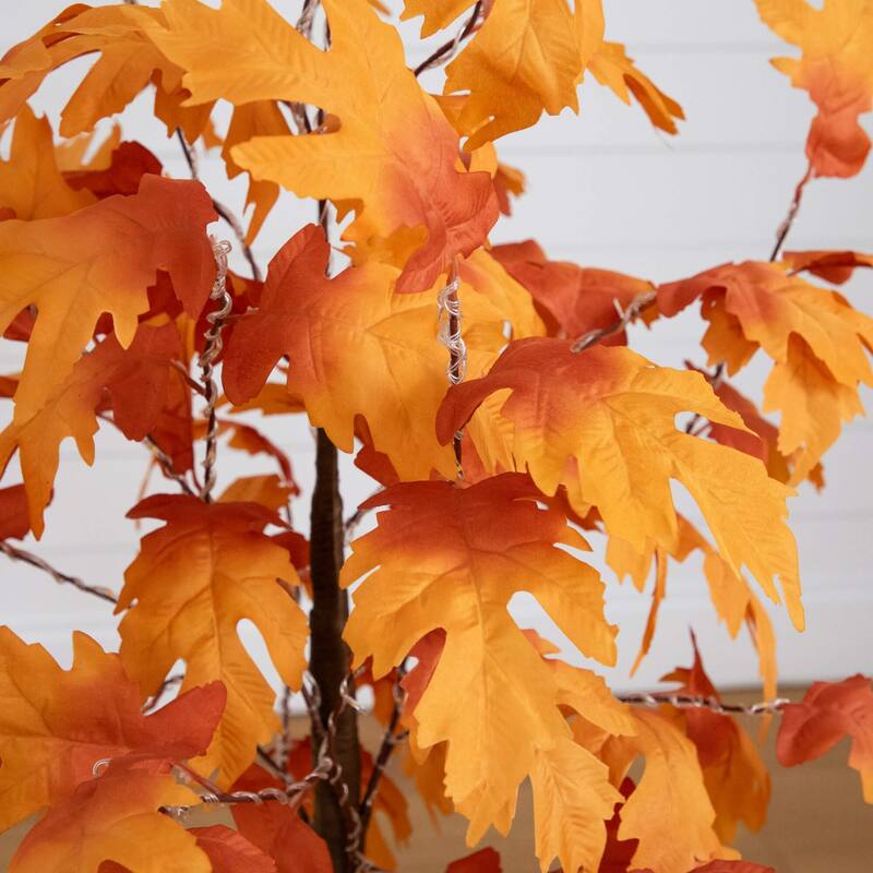 Pre-Lit Artificial Autumn Maple Fall Harvest Tree - 4' - Warm White LED Lights