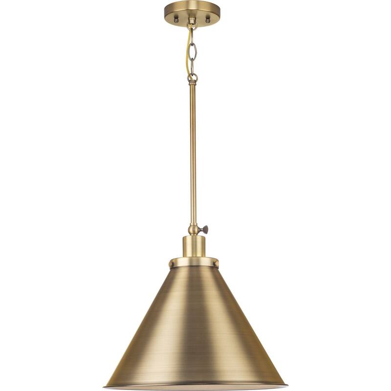 Hinton Collection One-Light Vintage Brass Modern Farmhouse Pendant - 16 in x 16 in x 14 in