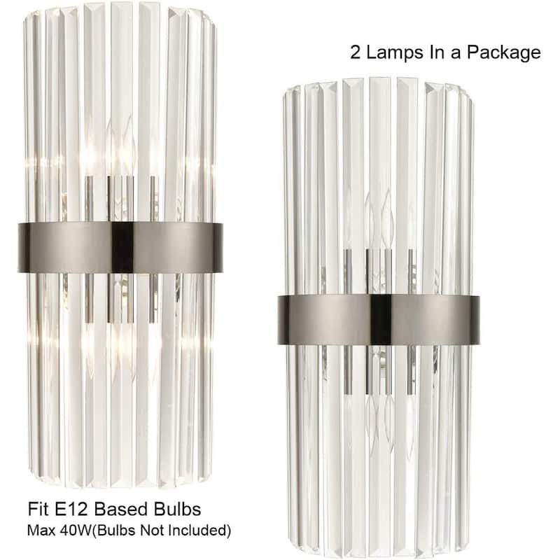 Palermo Clear Glass Rods Wall Sconces Lighting 2-Pack - Titanium Black