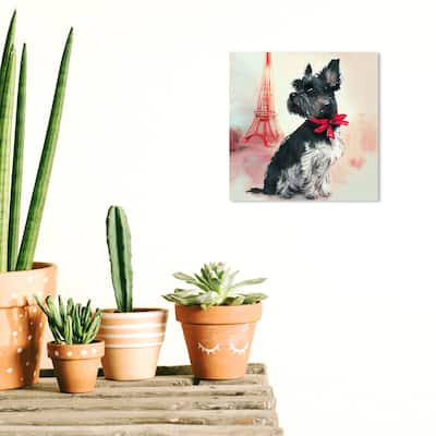 Wynwood Studio Canvas Animals Cutest Puppy Paris Black and Glam Wall Art Canvas Print - Black, Red