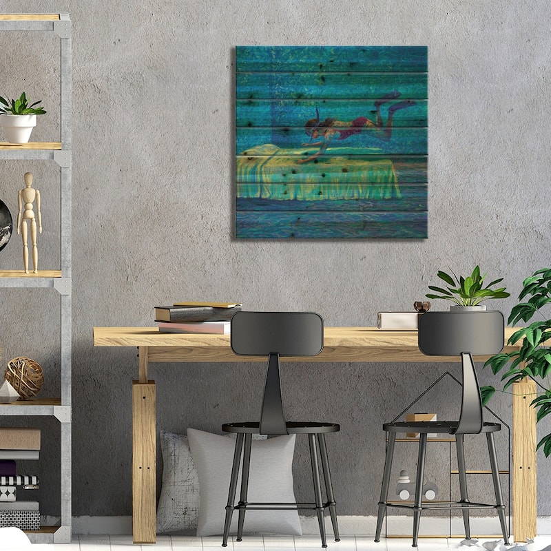 The Diver Print On Wood by Iris Scott - Multi-Color