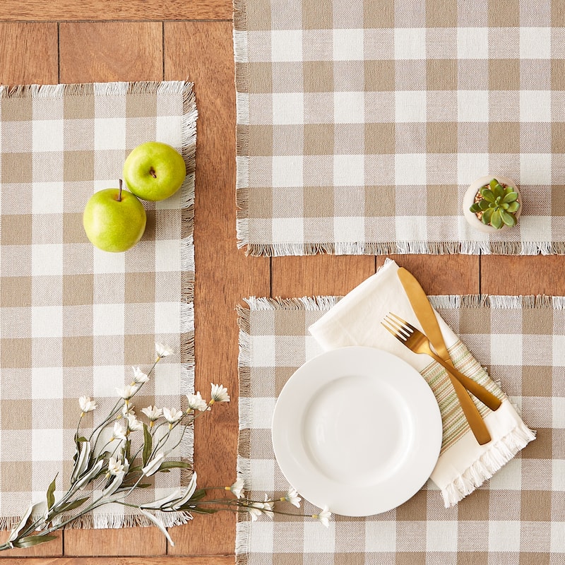 Heavyweight Check Fringed Placemat