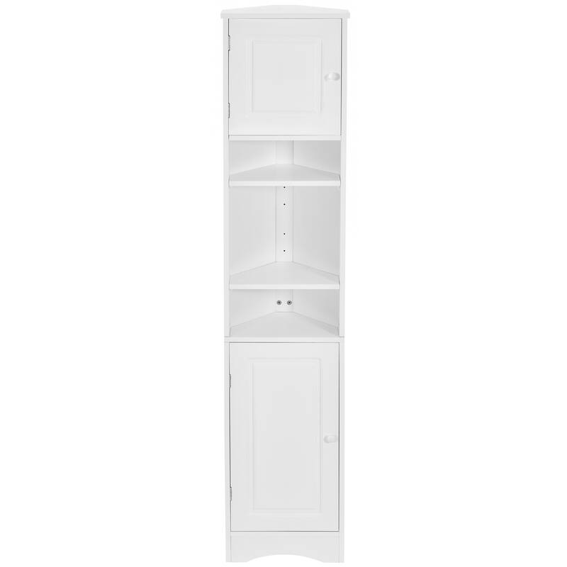6-Tier Tall Narrow Corner Cabinet, Multi-Functional Bathroom Storage Cabinet, Floor Cabinet with 2 Doors & 3 Adjustable Shelves