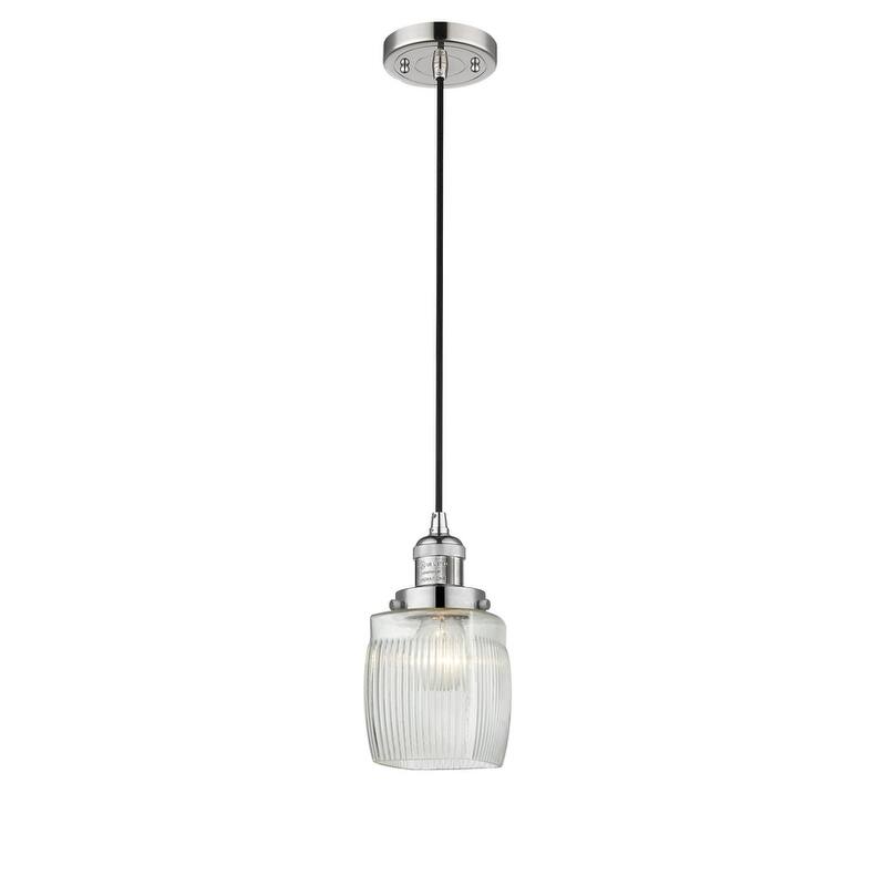 Innovations Lighting Colton Single Light 6" Wide Mini Pendant with - Polished Nickel / Clear Halophane