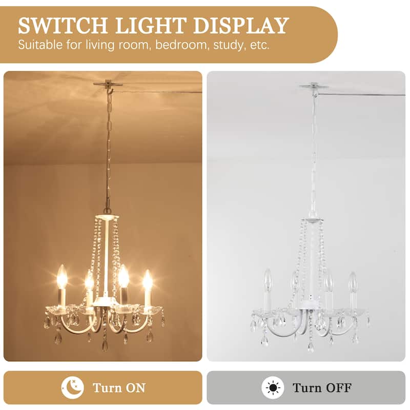 15.74-inch elegant 4-light crystal chandelier with metal frame plug-in