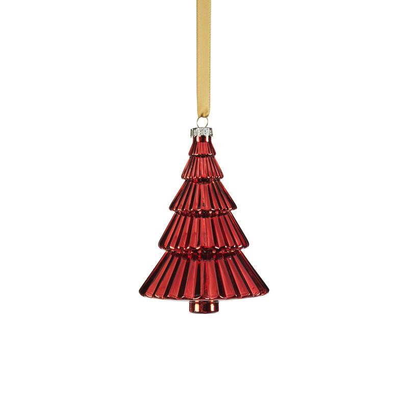 Ruffled Red Glass Tree Ornaments, Set of 6