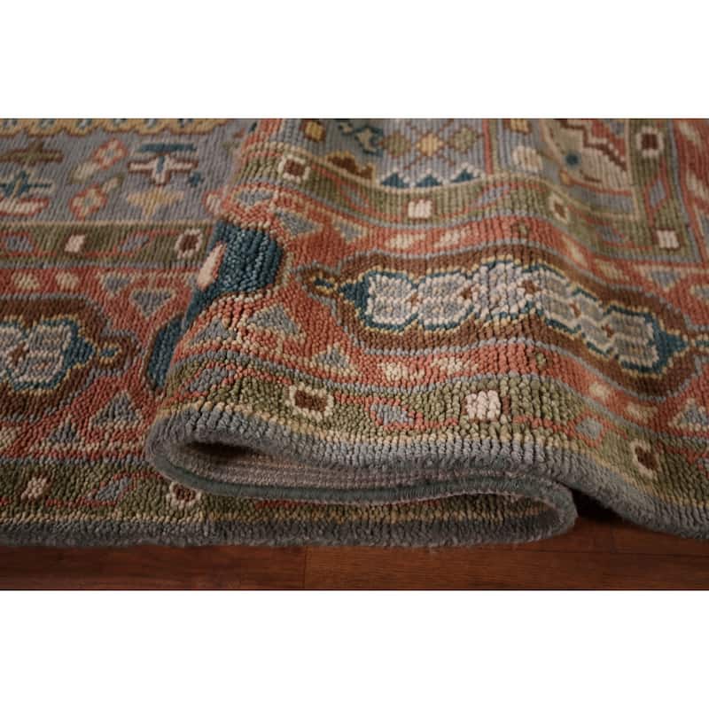 Gray Geometric Khotan Oriental Area Rug Hand-Knotted Wool Carpet - 8'9" x 12'3"