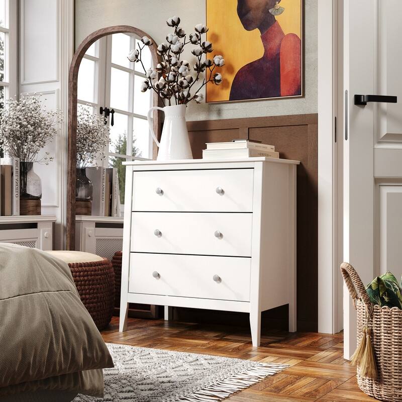 Jela Solid Wood 3 Drawer Dresser - White