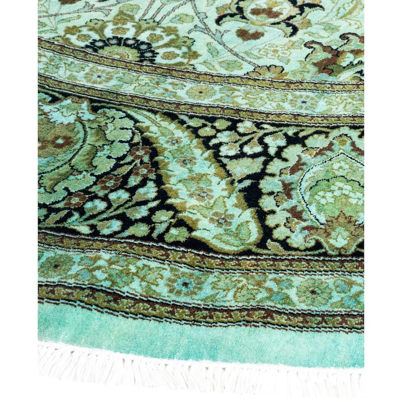 Overdyed One-of-a-Kind Hand-Knotted Area Rug - Green - 9' 1" x 9' 1"