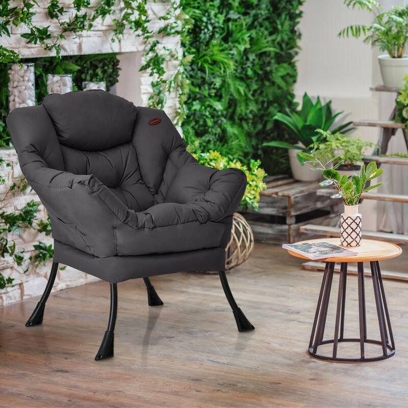Modern Polyester Fabric Lazy Chair with Side Pocket - 32" x 29.5" x 37.5"