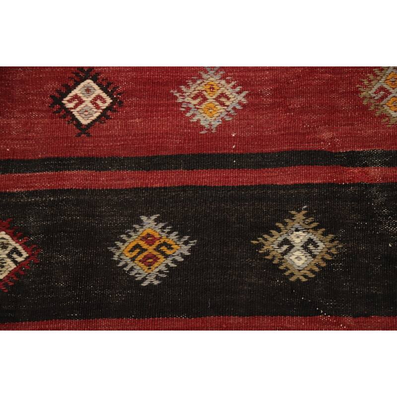 Hand Woven Oriental 100% Wool Carpet Southwestern Tribal Red Kilim Area Rug - 9' 7'' X 5' 5''