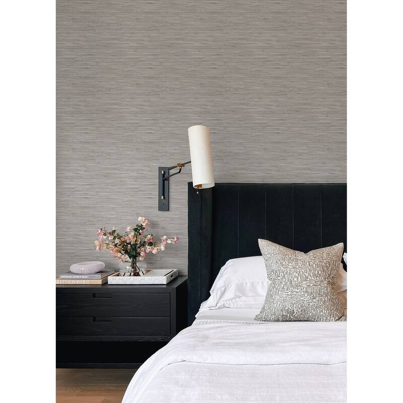 NuWallpaper Grey Faux Grassweave Peel and Stick Wallpaper