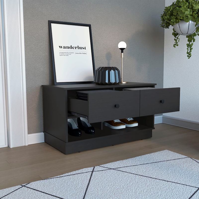 Storage Bench Lower Shelf And Two Drawers