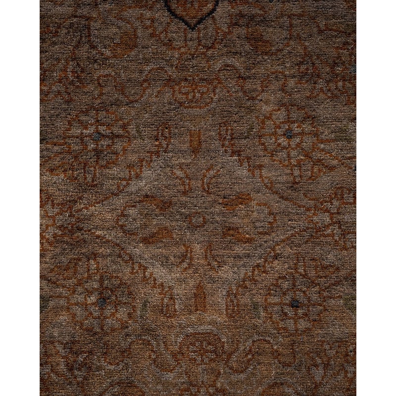 Overton Hand Knotted Wool Vintage Inspired Modern Contemporary Overdyed Brown Area Rug - 8' 1" x 10' 5"
