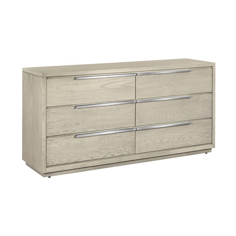 HomeRoots 63" Gray Solid Wood Six Drawer Double Dresser