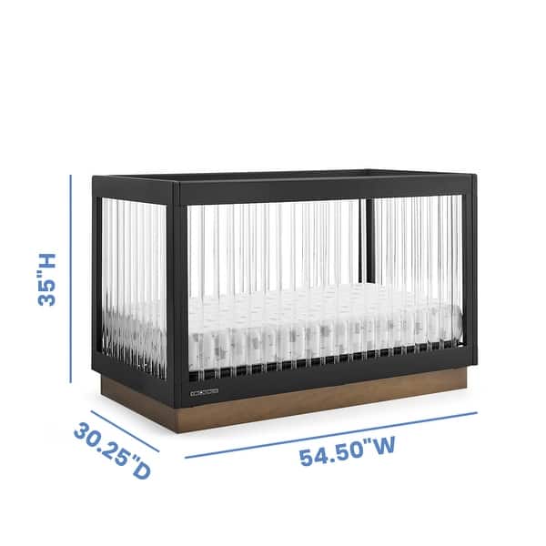 dimension image slide 1 of 3, James Acrylic 4-in-1 Convertible Crib - Greenguard Gold Certified