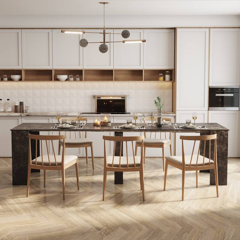 Foldable Dining Table for 6-12 People, Extends to 118 inchConsole Table Space Saving Dinette