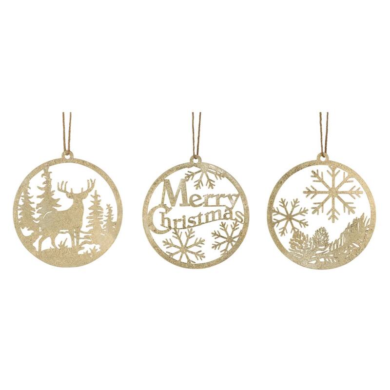 Deer Snowflake and Merry Christmas Cut Out Disc Ornaments - 17.5 - Set of 24