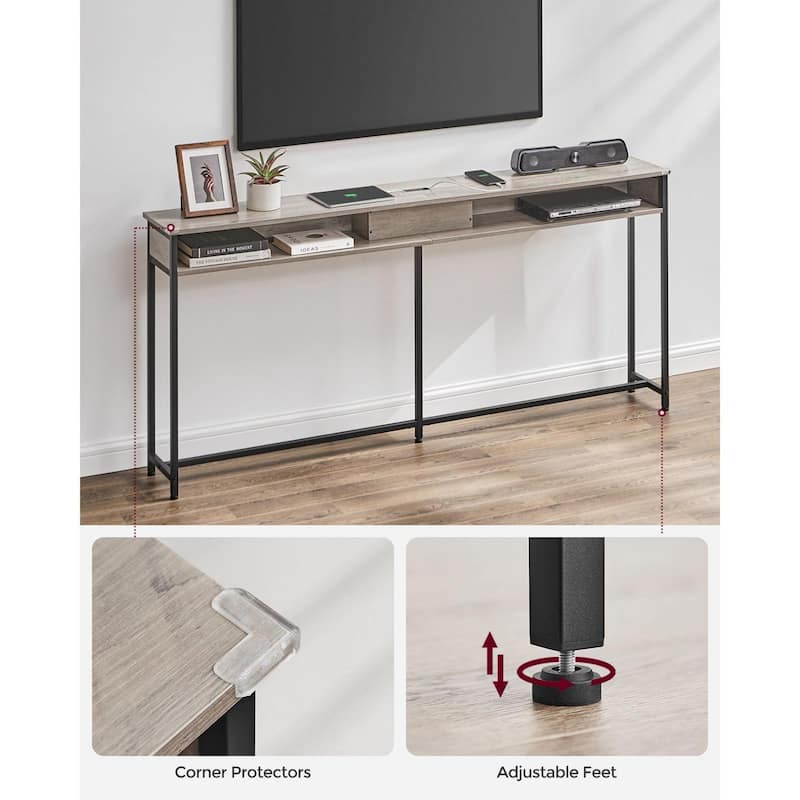 Charging Console Table with Outlets and USB Narrow Entryway Table for Hallway or Living Room