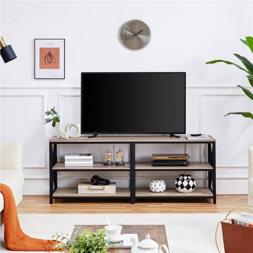 Yaheetech Vintage Wood 3-Tier Console Table TV Stand for TV up to 70"