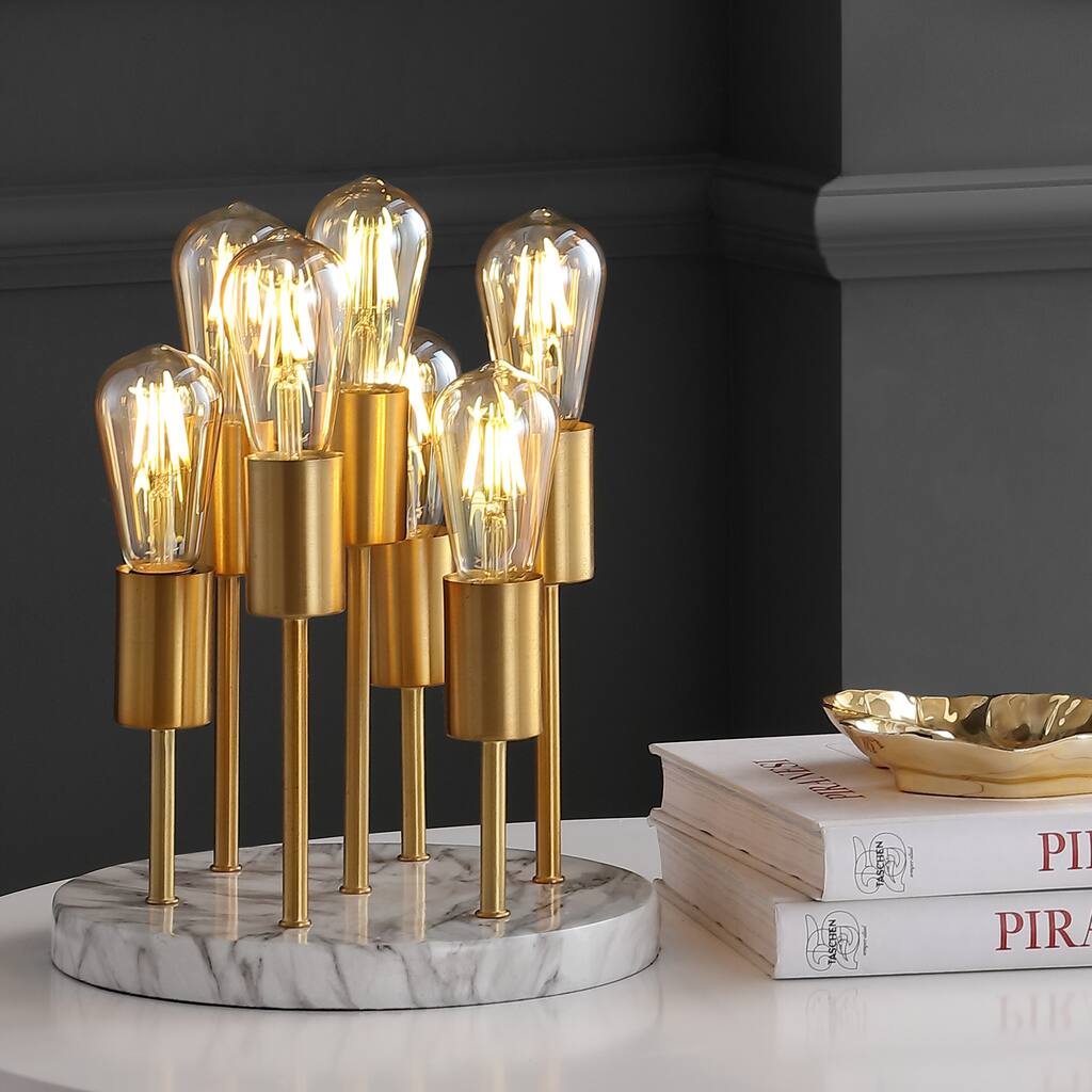 Pleiades 13.5" Metal/Resin LED Accent Lamp, Brass Gold by JONATHAN Y