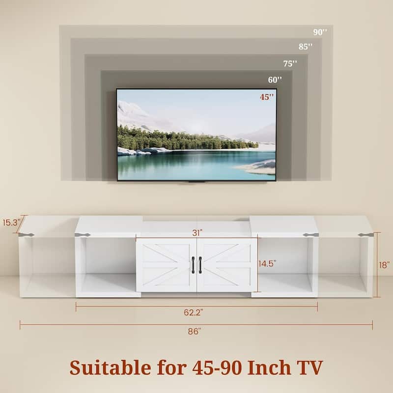 Farmhouse TV Stand Entertainment Center with Storage Deformable TV Console