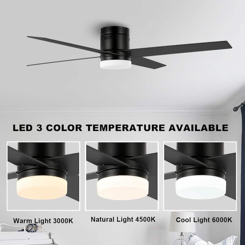 WINGBO 52 inch Indoor Hugger Ceiling Fan with LED Light & Remote...