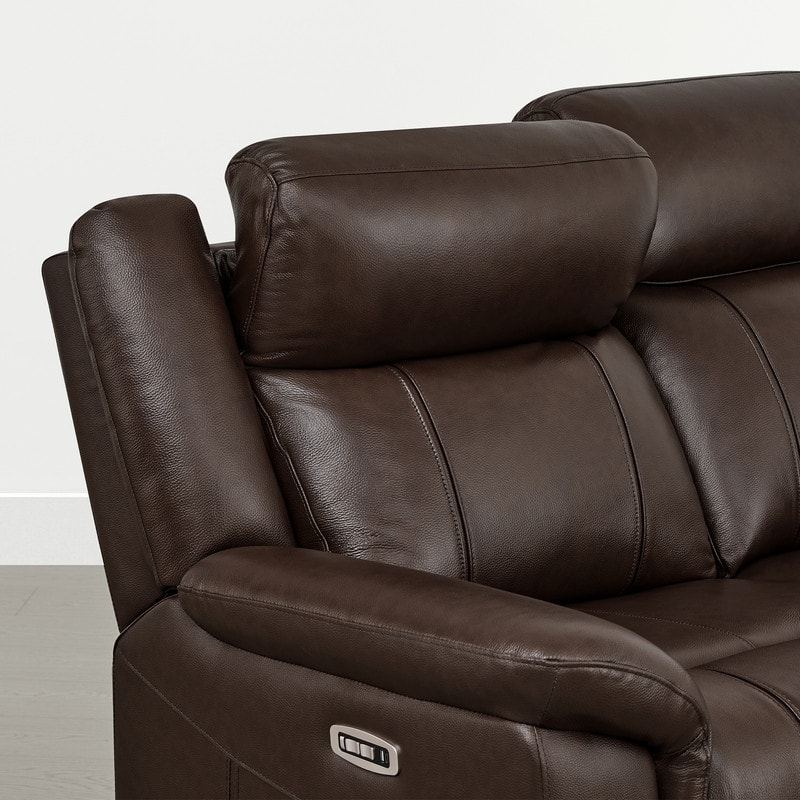 Spruce & Spring Genuine Leather Power Reclining Sofa with Optional Console & Flip-Down Table