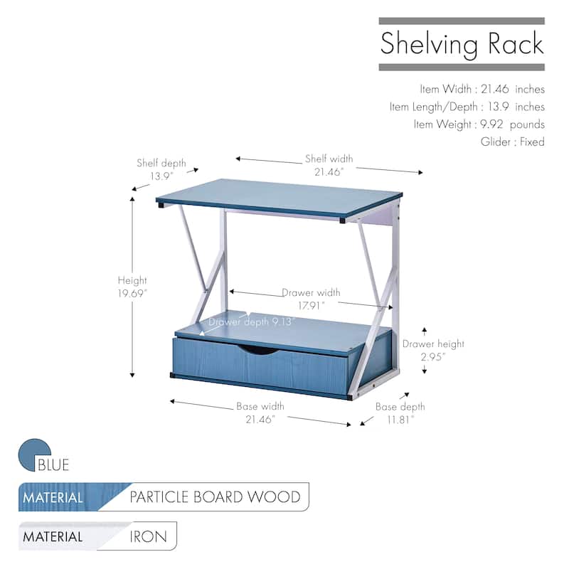 Porthos Home Aspen 1-tier Corner Shelf With Drawer, Wood And Iron