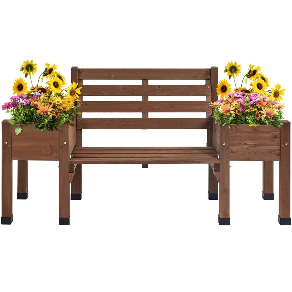 Garden bench best sale with planters