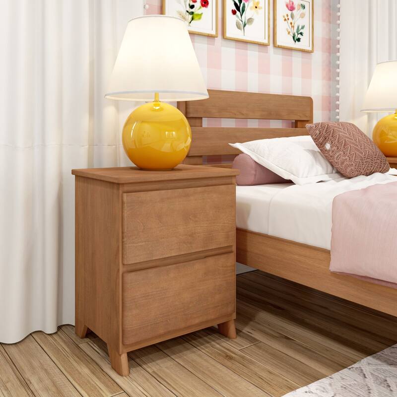 Max and Lily Farmhouse Nightstand with 2 Drawers - Pecan