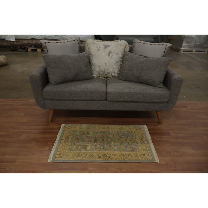 Hand Knotted Oriental 100% Wool Carpet Traditional All-Over Navy Blue & Blues Ziegler Area Rug - 3' 2'' X 2' 0''