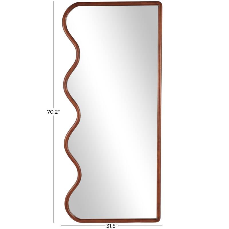 Brown Wood Wavy Room Wall Mirror