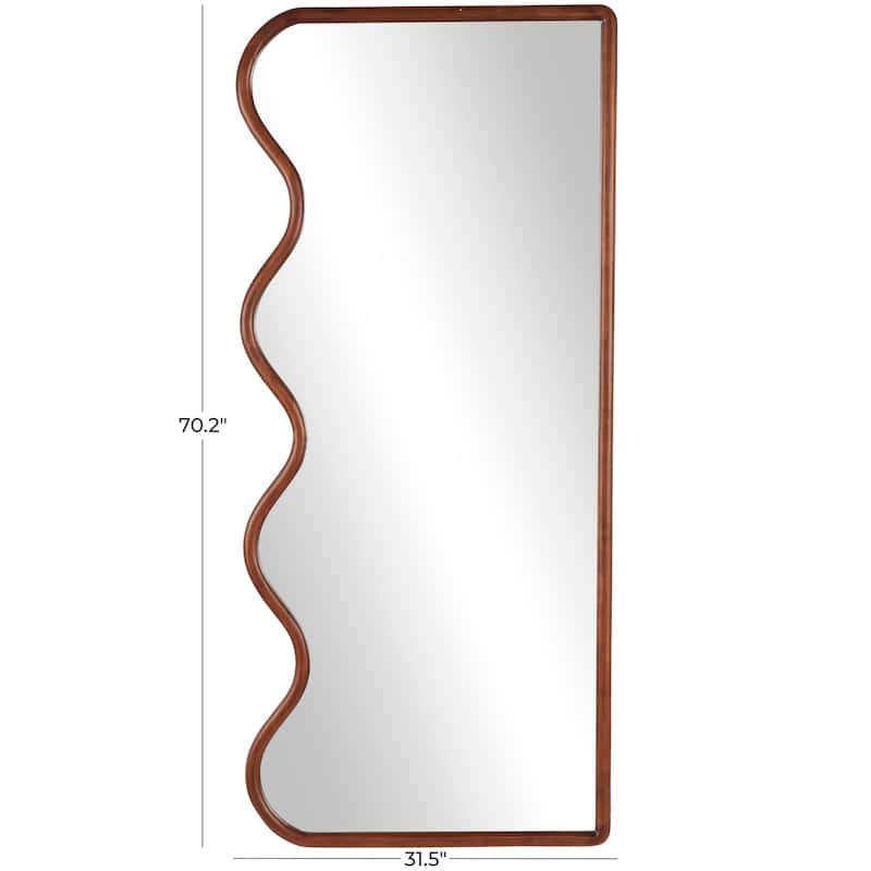 Wood Abstract Wavy Wall Mirror - Brown - Roche River Decor