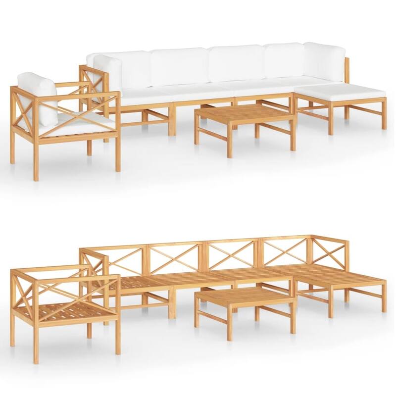 vidaXL Garden Lounge Set Patio Sectional Sofa with Cushions Poly Rattan Brown - 26" x 26" x 23.6"
