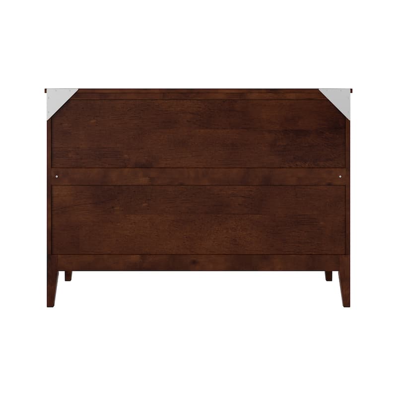 Solid Wood Murphy Bed Chest with Mattress & Charger - Full Size Walnut Finish