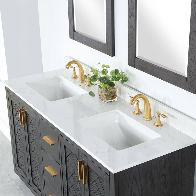 Altair Gazsi Bathroom Vanity with Composite Stone Countertop with Mirror