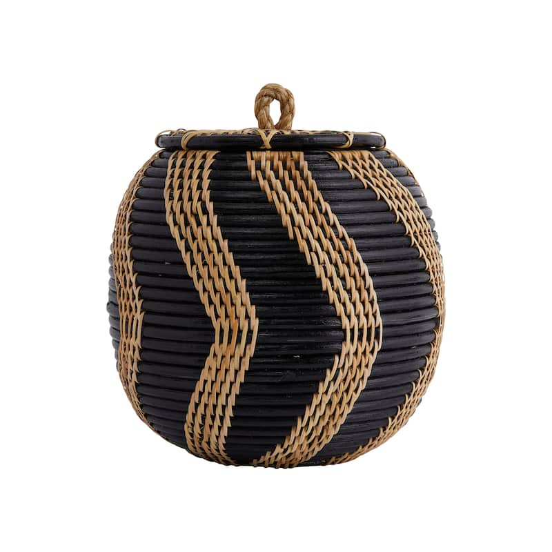 Hand-Woven Rattan Basket with Lid