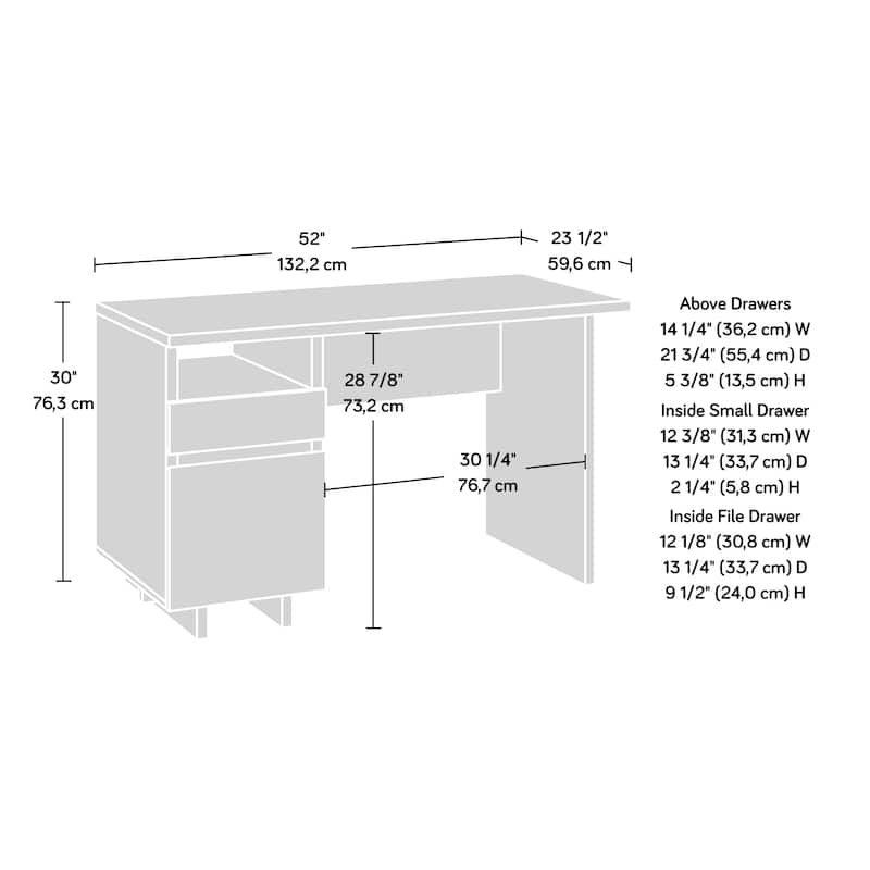 Wood Desk with File Drawer, White