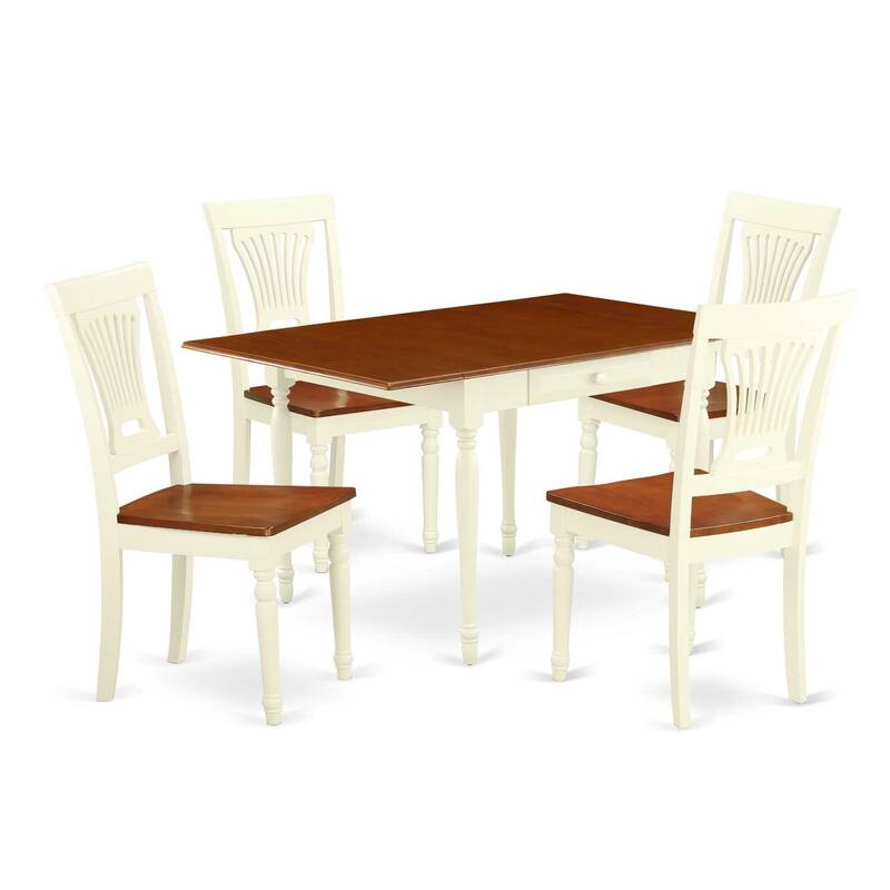 5-Piece Buttermilk and Cherry Solid Wood Top - Dining Room Set (Seats 4)