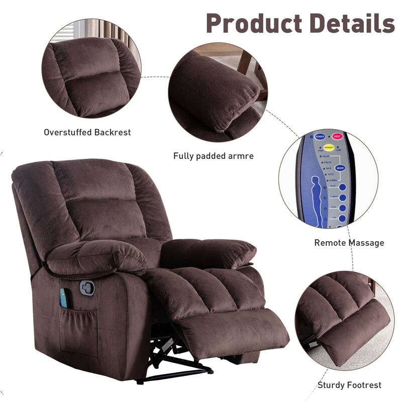 Massage and Manual Recliner Chair with Convenient pocket