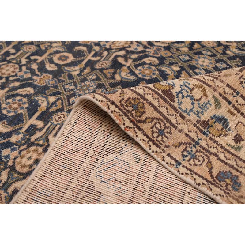 ECARPETGALLERY Hand-knotted Antalya Vintage Navy Wool Rug - 3'7 x 9'11
