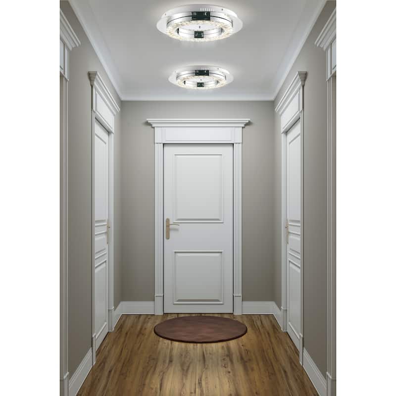 Brice Integrated Iron/Crystal Glam LED Flush Mount, by JONATHAN Y