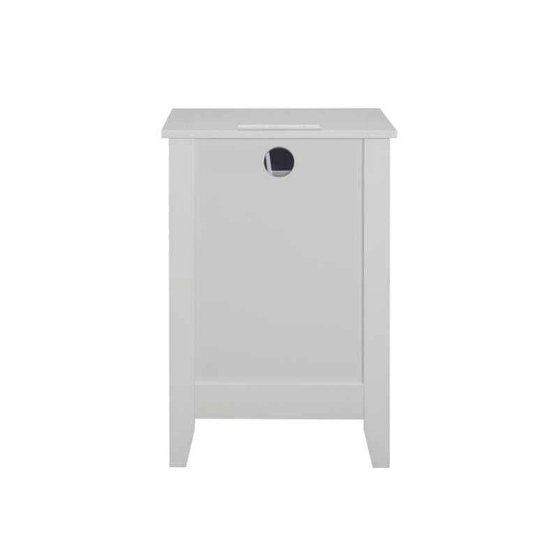 Anmytek White Nightstand with USB Charging Ports 3 Drawer Bedside Table Power Outlet Modern