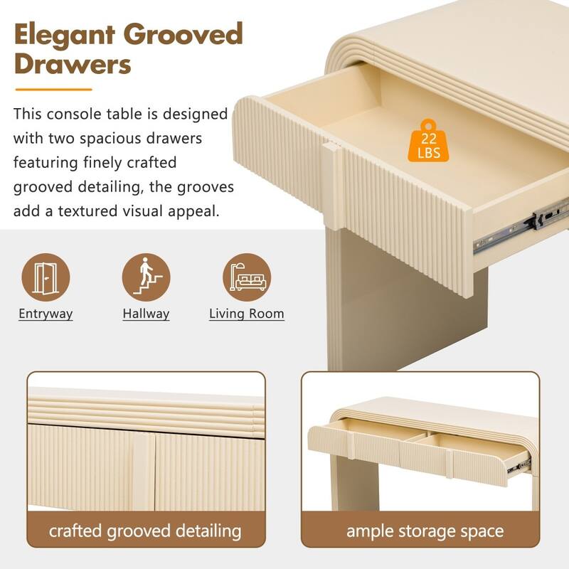 Modern Console Table with 2 Storage Drawers for Hallway Living Room and Entryway