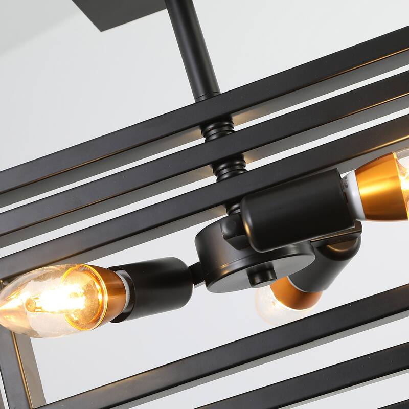 Geometric 3-Light Rectangular Frame Interleaved Design Ceiling Lamp