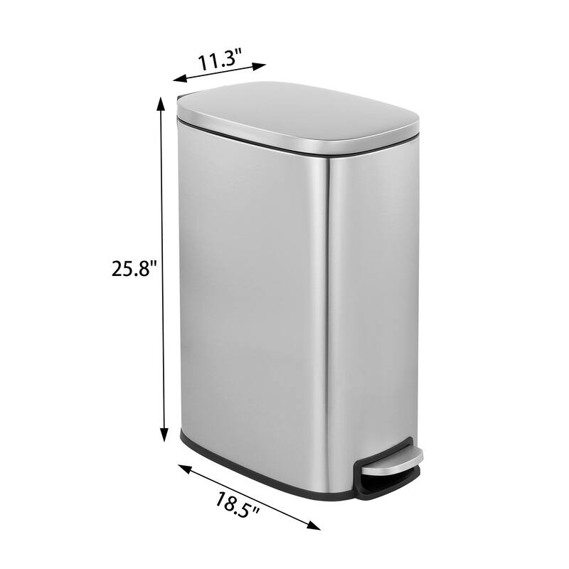 Innovaze 13 Gal./50 Liter Slim Stainless Steel Step-on Trash Can for Kitchen